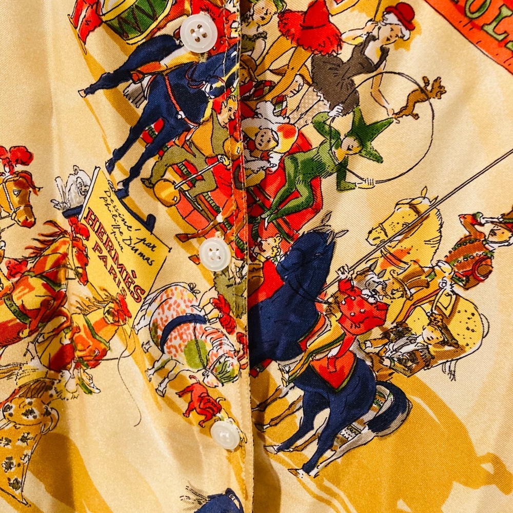 Hermès  Silk Scarf Print "Cirque Molier"  Blouse - Picture 3 of 13